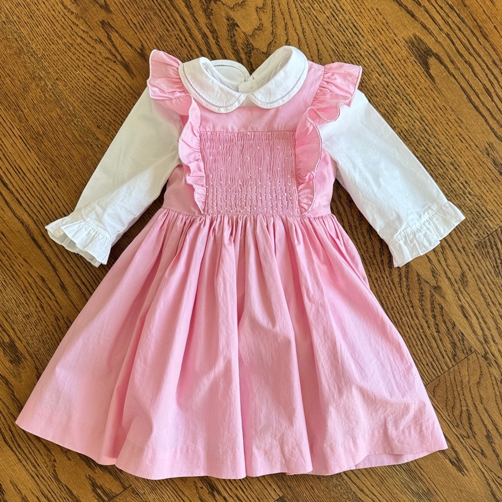 Antoinette Paris Pink smocked Pinafore Dress and Blouse 🇫🇷 💗